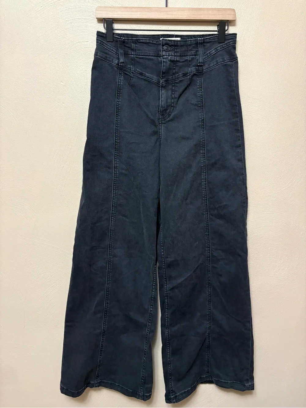 Free People We The Free Libre Wide-Leg Jeans Cafe Noir Black Size 30